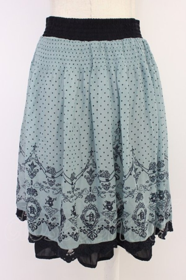 画像2: axes femme / アリス柄スカート  サックスＸネイビー T-26-04-10-029-AX-SK-SA-ZT (2)