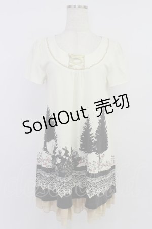 画像: axes femme / アリスモチーフTシャツチュニック  アイボリーＸ黒 T-26-04-10-004-AX-OP-SA-ZT