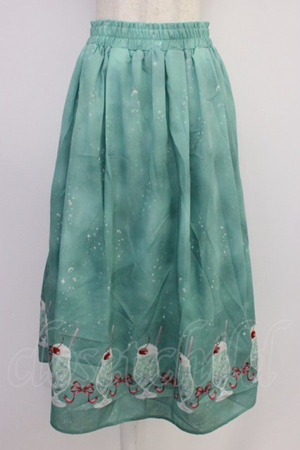 画像1: axes femme / クリームソーダ柄スカート  ミント T-26-04-10-030-AX-SK-SA-ZT (1)