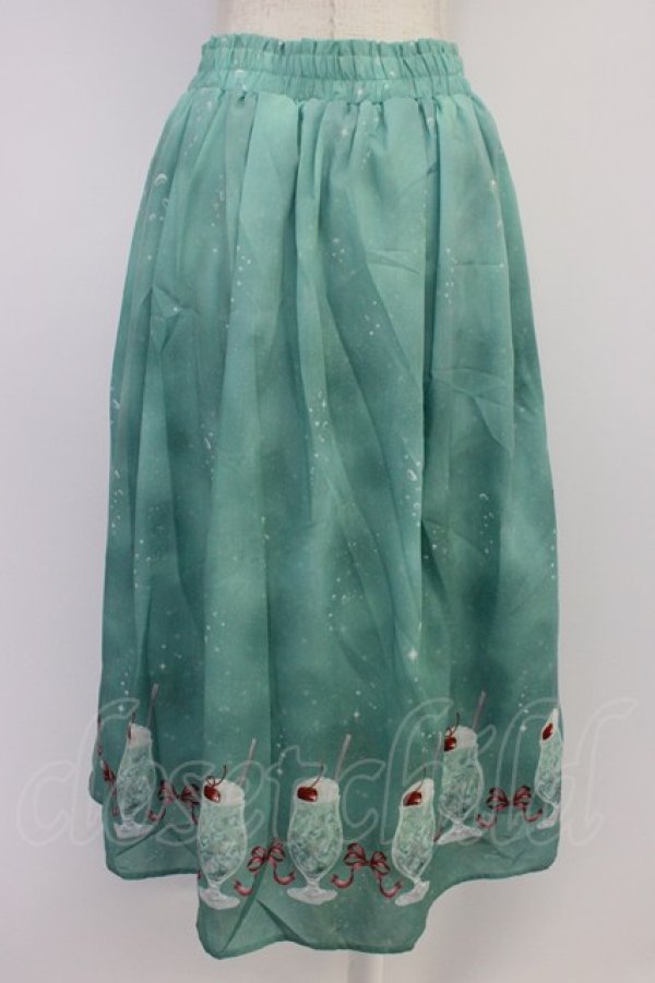 画像2: axes femme / クリームソーダ柄スカート  ミント T-26-04-10-030-AX-SK-SA-ZT (2)