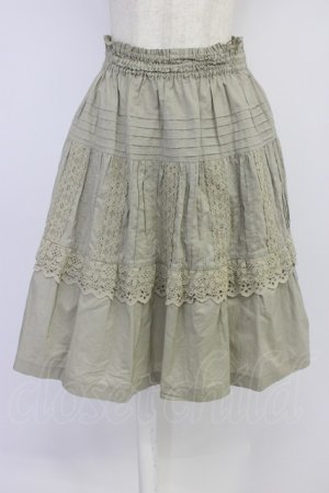 画像: Jane Marple / レースピンタックスカート  カーキ T-26-04-10-031-JM-SK-SA-ZT
