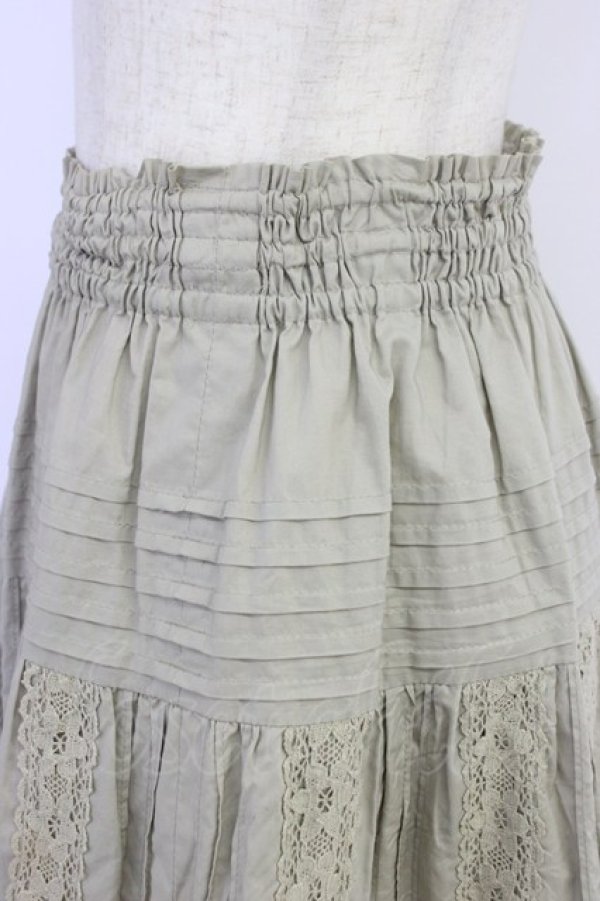 画像4: Jane Marple / レースピンタックスカート  カーキ T-26-04-10-031-JM-SK-SA-ZT (4)