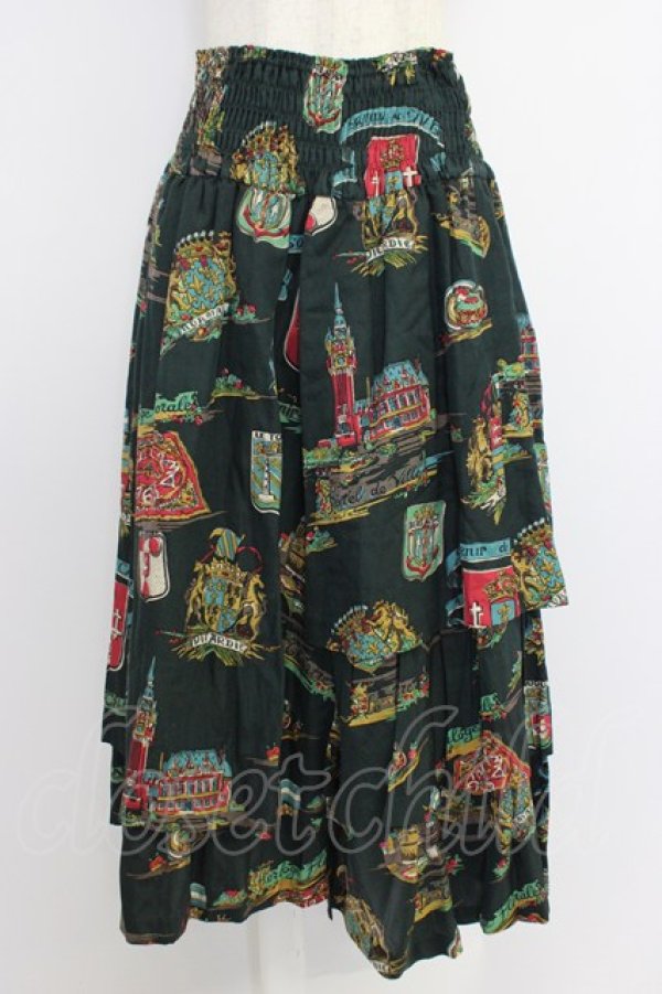 画像1: Jane Marple Dans Le Salon / 総柄スカート  黒 T-26-04-10-034-JM-SK-SA-ZT (1)