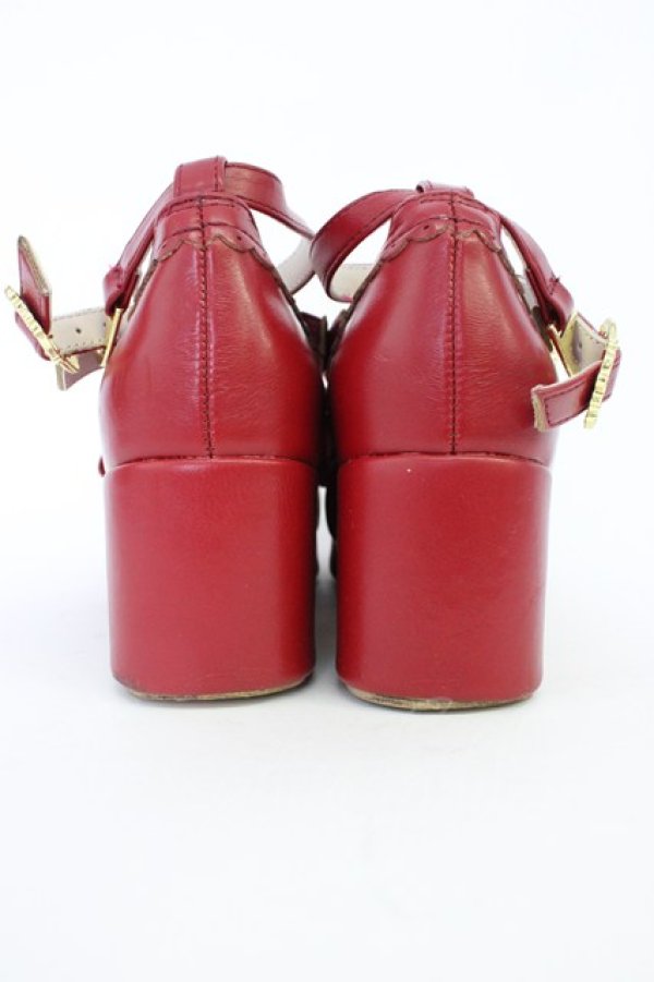 画像2: Amavel / ファーぽんリボン付クロスパンプス  エンジ T-26-04-10-042-CA-SH-SA-ZT (2)