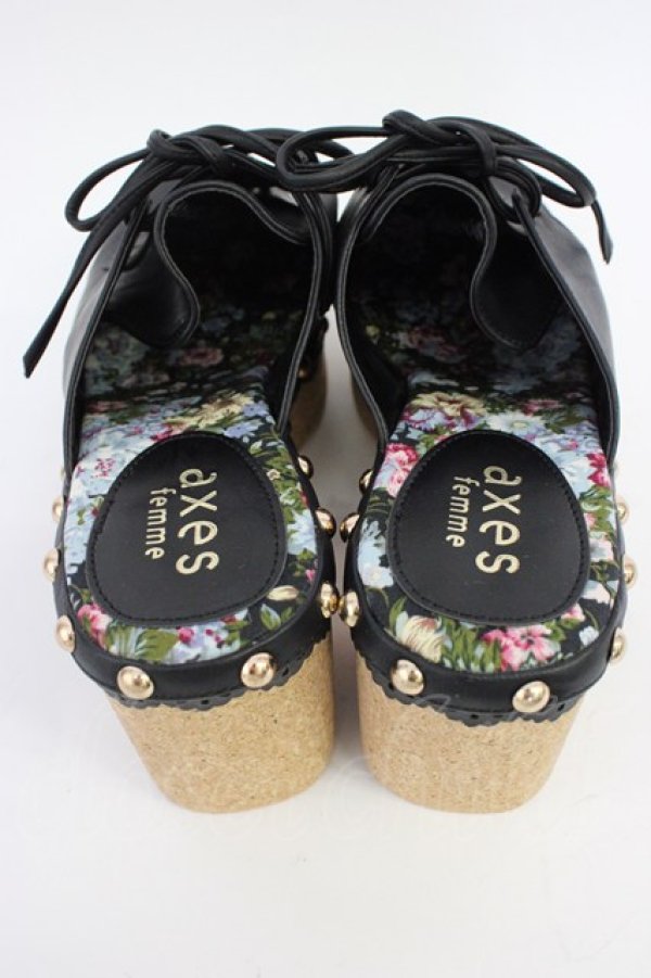 画像4: axes femme / スカラップサボサンダル L ブラック T-26-04-10-043-AX-SH-SA-ZT (4)