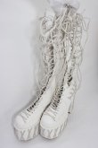 画像1: CLUB EXX / 編み上げブーツ 約24CM(外側採寸) 白 T-26-04-10-045-PU-SH-SA-ZT (1)