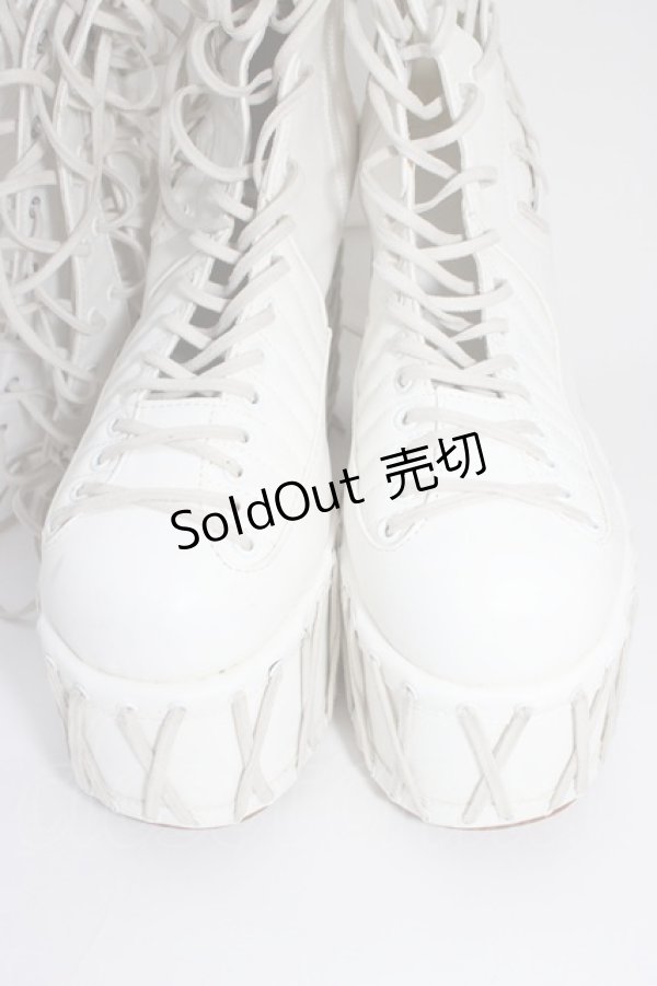 画像4: CLUB EXX / 編み上げブーツ 約24CM(外側採寸) 白 T-26-04-10-045-PU-SH-SA-ZT (4)