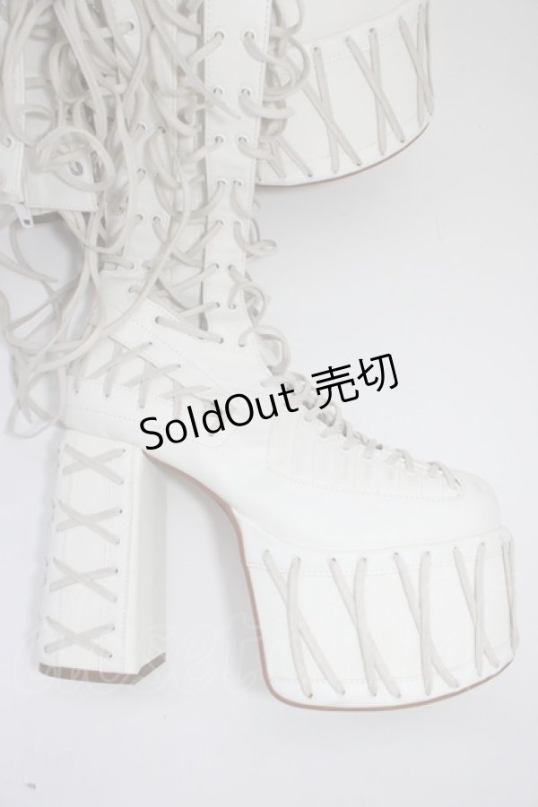 画像5: CLUB EXX / 編み上げブーツ 約24CM(外側採寸) 白 T-26-04-10-045-PU-SH-SA-ZT (5)