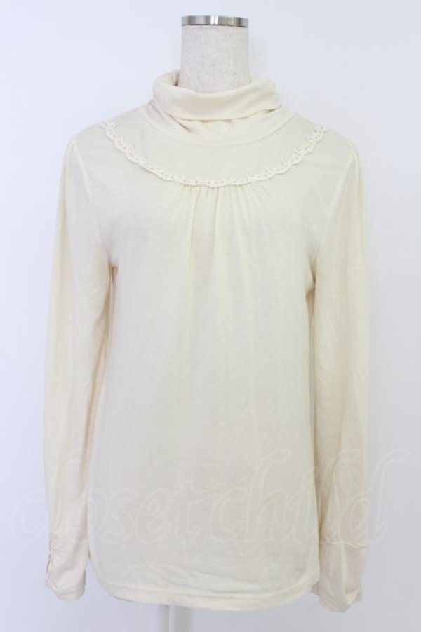 画像1: axes femme / ハイネックパールヨークカットソー M キナリ T-26-04-10-006-AX-TO-SA-ZT (1)