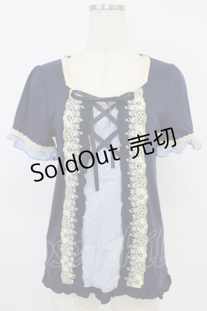 画像: axes femme / ストライプレースUPプルオーバー M ネイビー T-26-04-10-011-AX-TO-SA-ZT