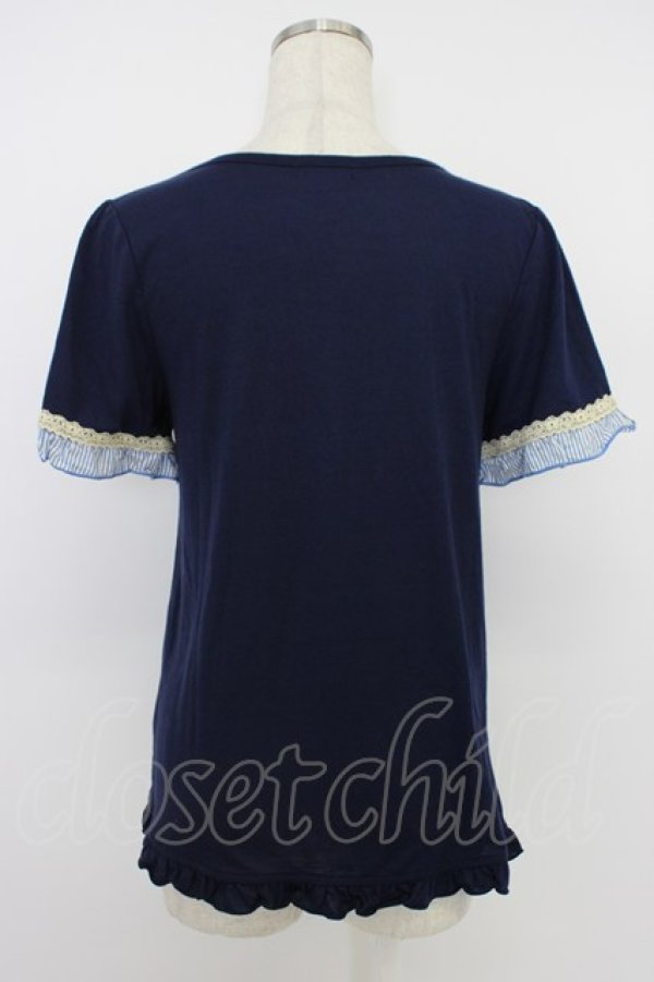 画像2: axes femme / ストライプレースUPプルオーバー M ネイビー T-26-04-10-011-AX-TO-SA-ZT (2)