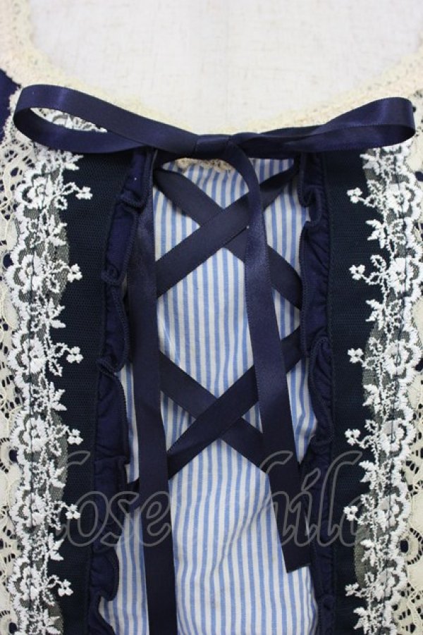 画像3: axes femme / ストライプレースUPプルオーバー M ネイビー T-26-04-10-011-AX-TO-SA-ZT (3)