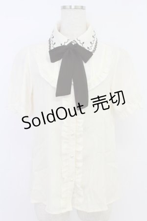 画像: axes femme / トランプアイコン刺繍ブラウス M キナリ T-26-04-10-002-AX-BL-SA-ZT