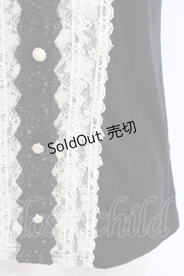 画像3: axes femme / 刺繍&レース半袖プルオーバー M ブラック T-26-04-10-012-AX-TO-SA-ZT (3)