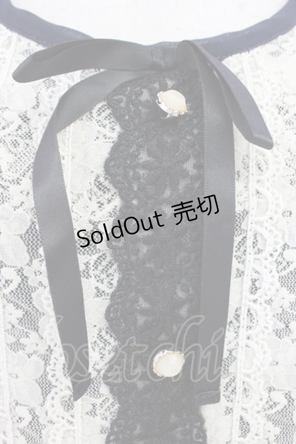 画像4: axes femme / 刺繍&レース半袖プルオーバー M ブラック T-26-04-10-012-AX-TO-SA-ZT (4)