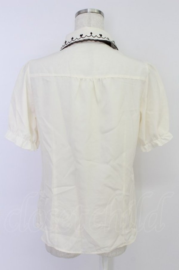 画像2: axes femme / トランプアイコン刺繍ブラウス M キナリ T-26-04-10-002-AX-BL-SA-ZT (2)