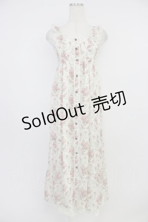 画像: axes femme / 釦開き総バラ柄ロングワンピース M アイボリー T-26-04-10-019-AX-OP-SA-ZT