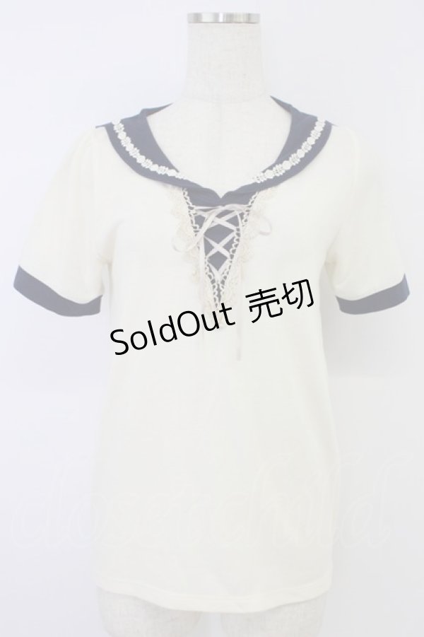 画像1: axes femme / セーラーカラー風デザイントップス M キナリ T-26-04-10-003-AX-TO-SA-ZT (1)