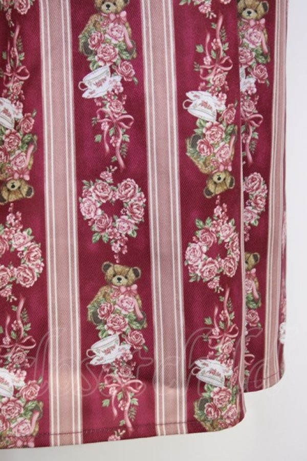 画像5: axes femme kawaii / RosyBear柄ワンピース M ボルドー T-26-04-10-020-AX-OP-SA-ZT (5)