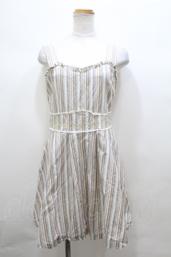 画像1: axes femme POETIQUE / ウエスト刺繍レジメンワンピース Y-23-09-30-014-AX-OP-SZ-ZT027 (1)