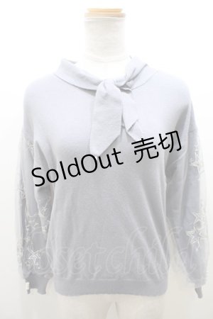 画像: 【SALE】axes femme / 星刺繍ボウタイニット M ブルー Y-23-10-19-093-AX-TO-SZ-ZT231