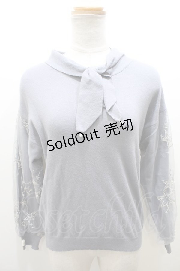 画像1: 【SALE】axes femme / 星刺繍ボウタイニット M ブルー Y-23-10-19-093-AX-TO-SZ-ZT231 (1)