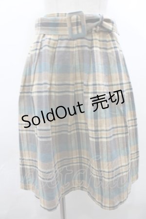 画像: 【SALE】F&A / ベルト付チェックスカート F ベージュｘグリーン Y-23-10-19-157-LO-SK-SZ-ZT138