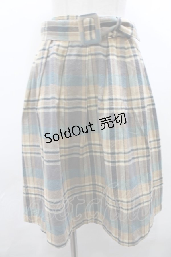 画像1: 【SALE】F&A / ベルト付チェックスカート F ベージュｘグリーン Y-23-10-19-157-LO-SK-SZ-ZT138 (1)