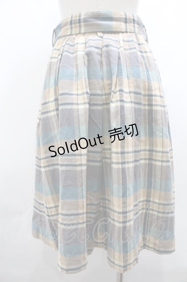 画像2: 【SALE】F&A / ベルト付チェックスカート F ベージュｘグリーン Y-23-10-19-157-LO-SK-SZ-ZT138 (2)
