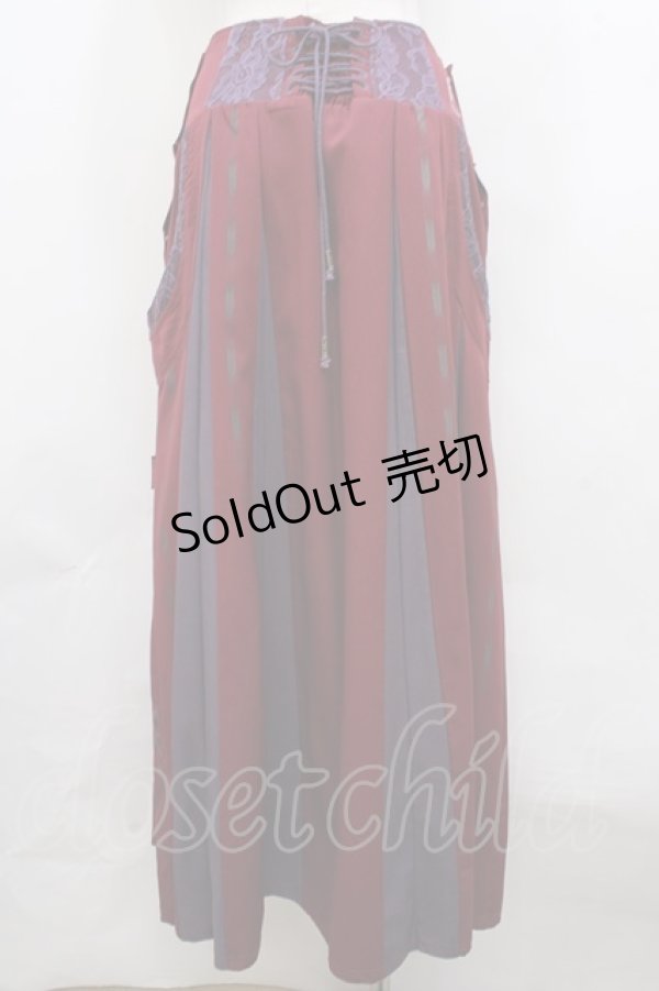 画像2: Ozz oneste / 紅葉刺繍入り袴スカート  赤×紫 Y-23-11-22-150-OO-SK-SZ-ZS (2)