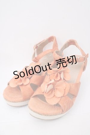 画像: 【SALE】あしながおじさん / お花モチーフサンダル M オレンジ Y-23-11-27-042-PU-SH-SZ-ZTK022