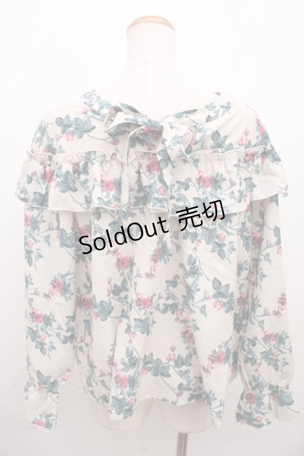 画像2: 【SALE】axes femme / 花柄ボウタイブラウス M キナリ Y-23-12-22-044-AX-BL-SZ-ZT134 (2)
