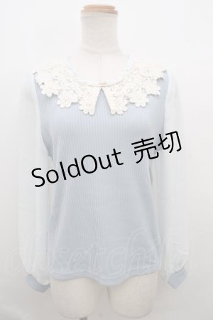 画像: axes femme / レース襟プルオーバー M サックス Y-23-12-22-060-AX-TO-SZ-ZT279