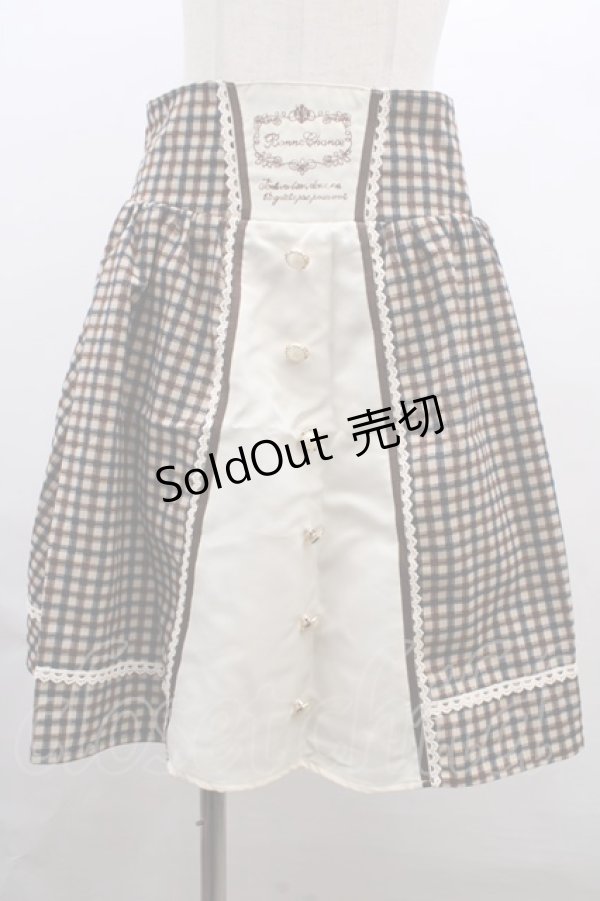 画像1: 【SALE】axes femme / ウエスト刺繍入チェック柄スカート M 茶 Y-23-12-22-172-AX-SK-SZ-ZT396 (1)