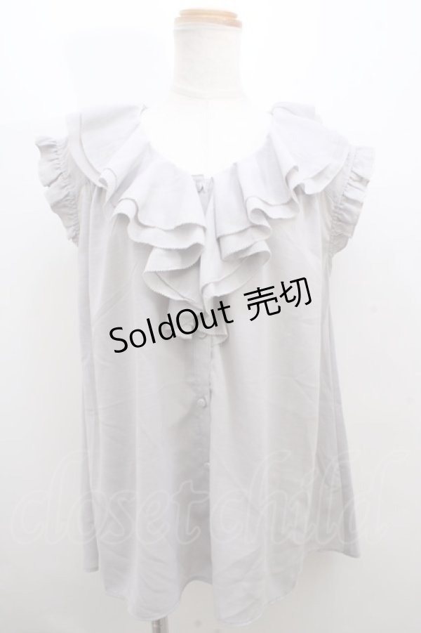 画像1: axes femme / ピコミシンフリル襟ブラウス M グレー Y-23-12-29-009-AX-BL-SZ-ZT392 (1)
