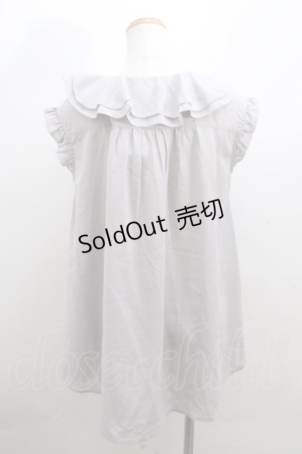 画像2: axes femme / ピコミシンフリル襟ブラウス M グレー Y-23-12-29-009-AX-BL-SZ-ZT392 (2)