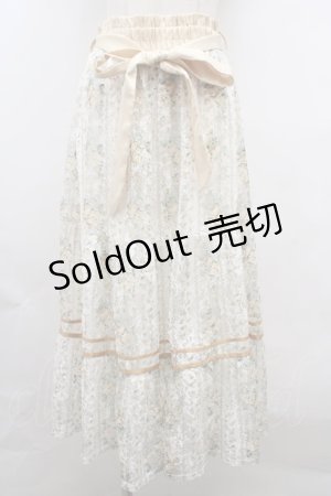 画像: 【SALE】axes femme / フラワープリントレーススカート F イエロー Y-23-12-29-179-AX-SK-SZ-ZT397