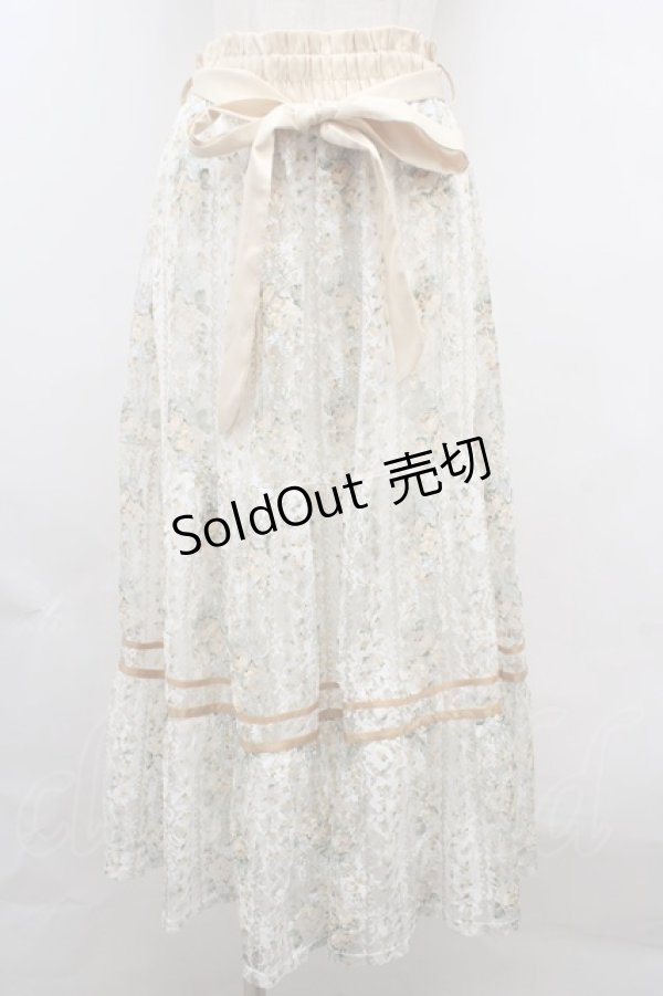画像1: 【SALE】axes femme / フラワープリントレーススカート F イエロー Y-23-12-29-179-AX-SK-SZ-ZT397 (1)