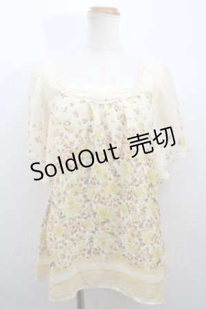 画像: axes femme / 花シフォントップス M イエロー Y-23-12-29-027-AX-TO-SZ-ZT393