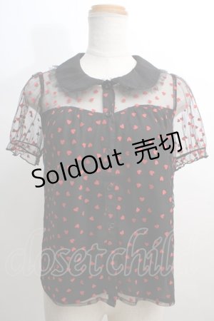 画像: Honey Cinnamon / ハート柄シースルートップス F 黒 Y-24-01-12-095-LO-TO-SZ-ZY