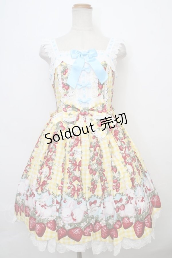 画像1: Angelic Pretty / Ribbon Berry Bunnyジャンパースカート  イエロー Y-24-02-07-029-AP-OP-SZ-ZY (1)