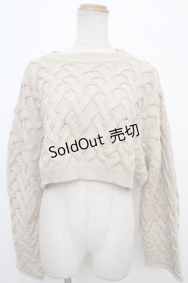 画像1: axes femme POETIQUE / クロップド丈ニットプルオーバー M ベージュ Y-24-02-15-066-AX-TO-SZ-ZT351 (1)