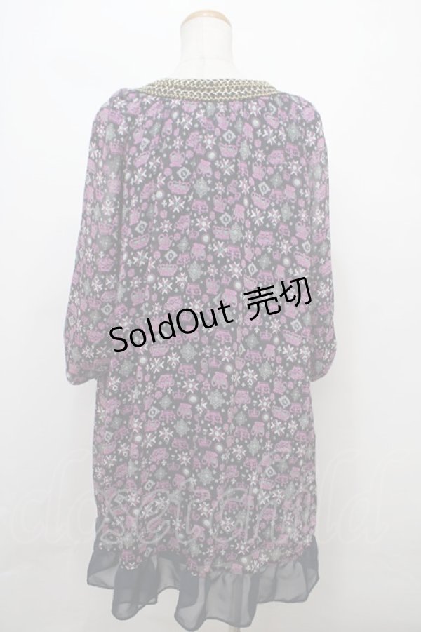 画像2: 【SALE】axes femme / 総柄ワンピース M 紺 Y-24-02-22-119-AX-OP-SZ-ZT256 (2)