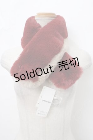 画像: axes femme / バイカラーファーティペット  ワイン Y-24-02-28-012-AX-ZA-SZ-ZT386