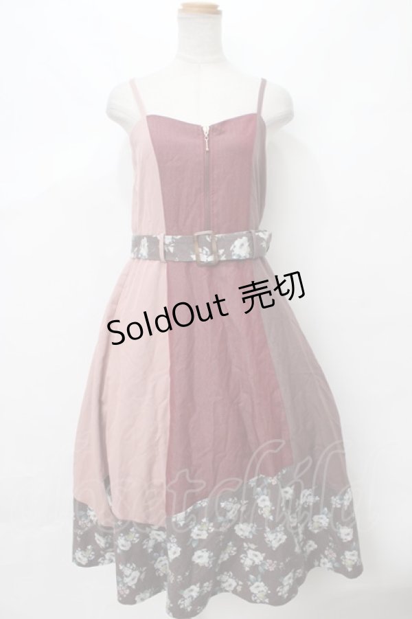 画像1: 【SALE】axes femme / パッチワークワンピース M アカ Y-24-02-28-048-AX-OP-SZ-ZT252 (1)