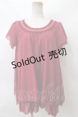 画像: 【SALE】axes femme / シフォン重ねワンピース M ワイン Y-24-02-29-028-AX-OP-SZ-ZT147