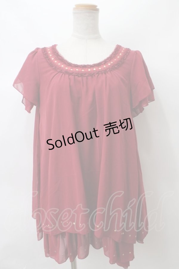 画像1: 【SALE】axes femme / シフォン重ねワンピース M ワイン Y-24-02-29-028-AX-OP-SZ-ZT147 (1)