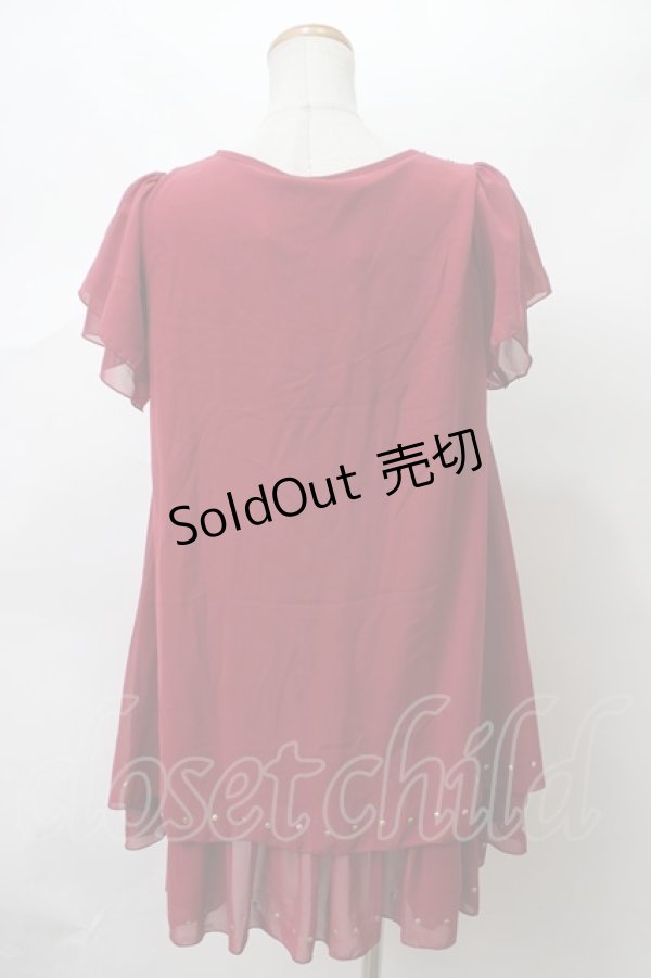 画像2: 【SALE】axes femme / シフォン重ねワンピース M ワイン Y-24-02-29-028-AX-OP-SZ-ZT147 (2)