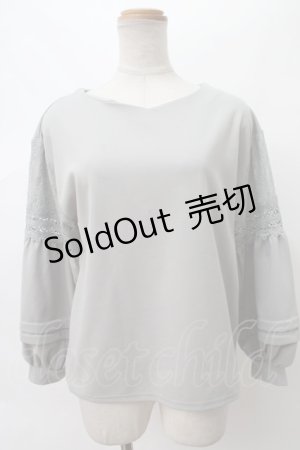 画像: axes femme / レース切替ボリューム袖プルオーバー M ミント Y-24-03-12-087-AX-TO-SZ-ZT279