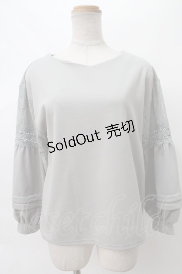 画像1: axes femme / レース切替ボリューム袖プルオーバー M ミント Y-24-03-12-087-AX-TO-SZ-ZT279 (1)